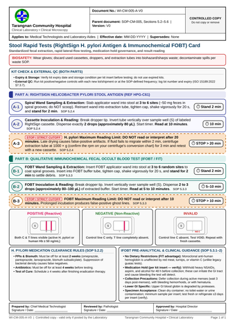WI-CM-005-A-V0 — Stool Rapid Tests (RightSign H. pylori Antigen & Immunochemical FOBT) Card